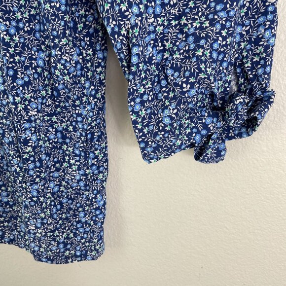 Cynthia Rowley Womens Plus 2X Blue Floral Rayon Blouse Top 3/4 Sleeve Shirt - Picture 10 of 10